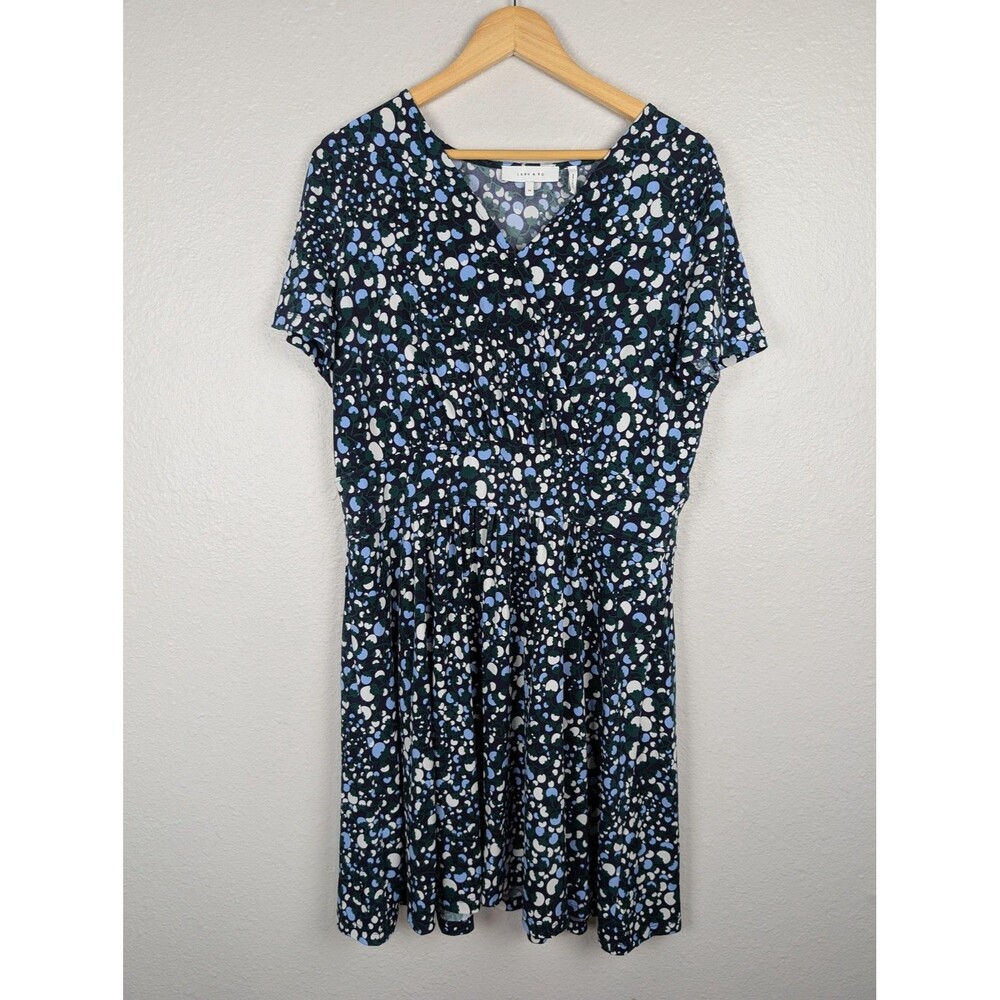 Lark‎ & Ro Dress Womens 16 Floral Black Blue White